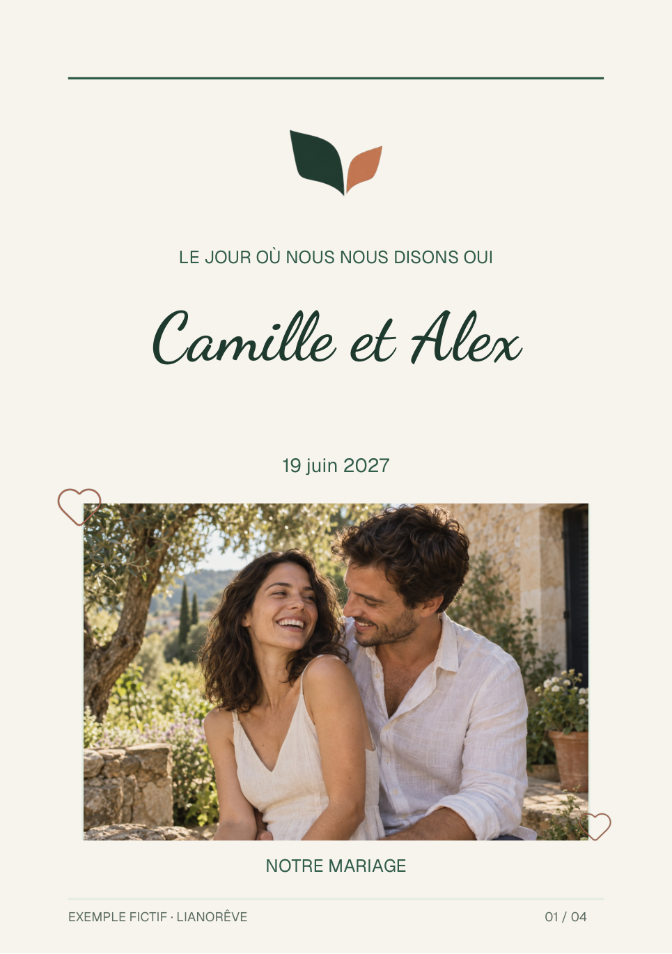 Couverture du livret Essentiel du mariage fictif de Camille et Alex